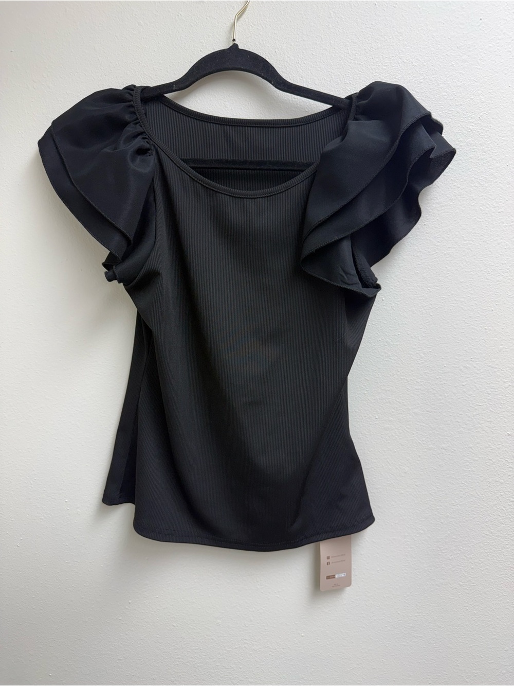 Women's Black Ruffle Sleeve Blouse